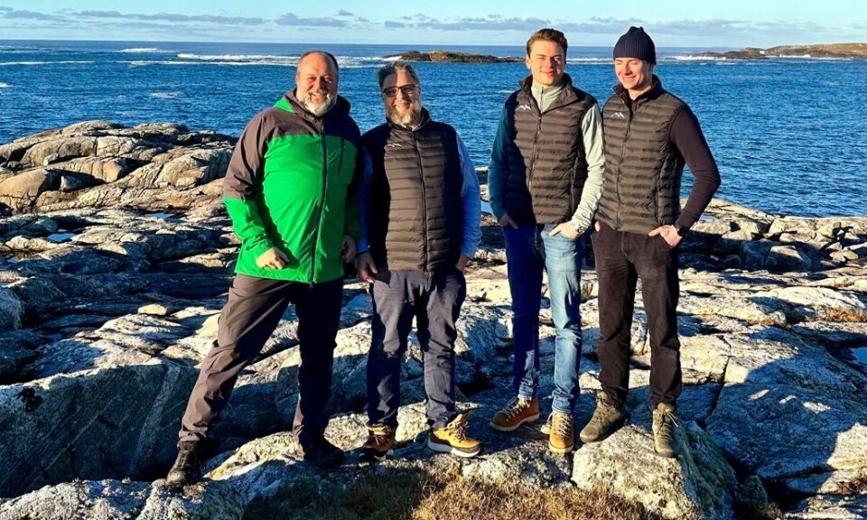 Bård Hjelmen, second from left, during a visit to Mealista earlier this year.