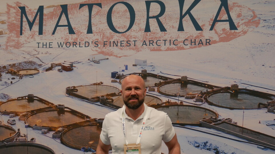 Árni Páll Einarsson, chief commercial officer for Matorka, at Seafood Expo Global in Barcelona.