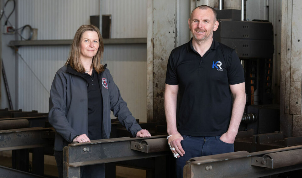 KR Group business director Nicola Fraser and managing director and Kenny Roberston. The Aberdeenshire company has won its third order for Bakkafrost Scotland's post-smolt facility at Applecross, Wester Ross.