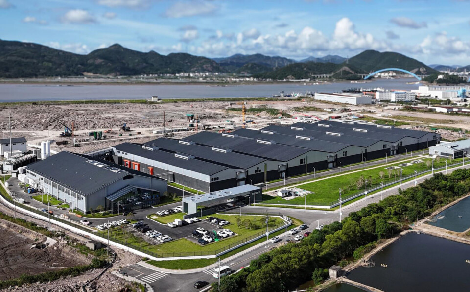 Phase 1 of the Nordic Aqua Partners facility in Ningbo, China. Work on a second phase has already started. Phase 1 and 2 each have a capacity of around 4,000 tonnes per year. A larger third phase will take capacity to 20,000 tonnes.