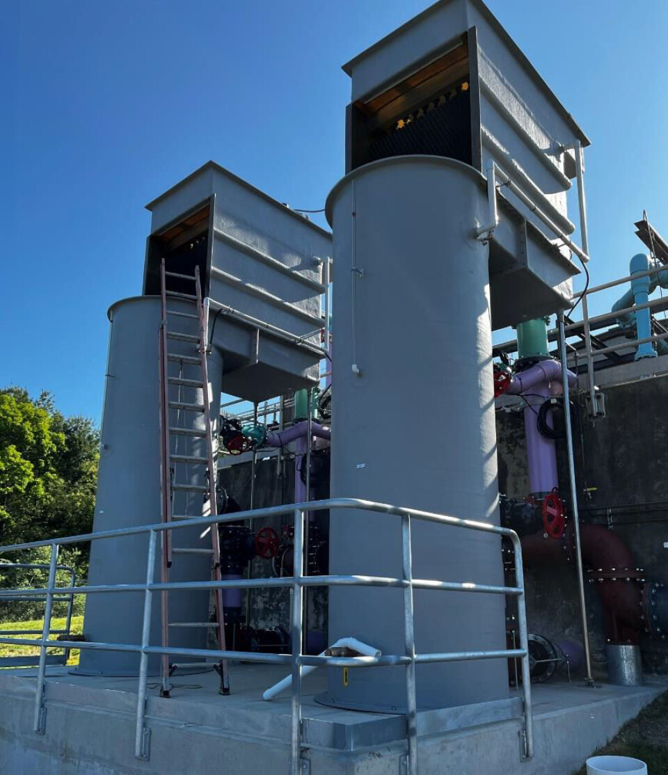 Innovasea gas management towers installed at another facility.