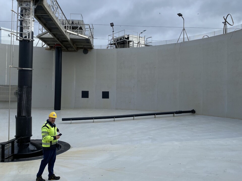 Inside one of the new tanks at Samherji's Atlantic salmon site at Öxarfjörður in the north of Iceland.