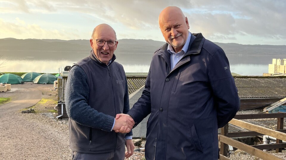 Alastair Barge, left, and Bjørn Apeland at Otter Ferry Seafish.