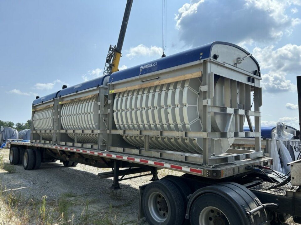 Some of the unused RAS equipment supplied for AquaBounty's planned farm in Pioneer, Ohio. The equipment will be auctioned off on February 4.