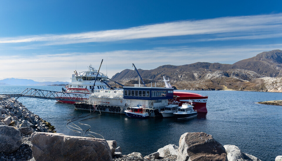 The wellboat 'Steinar Olaisen' at Gigante’s facility during harvest transport.