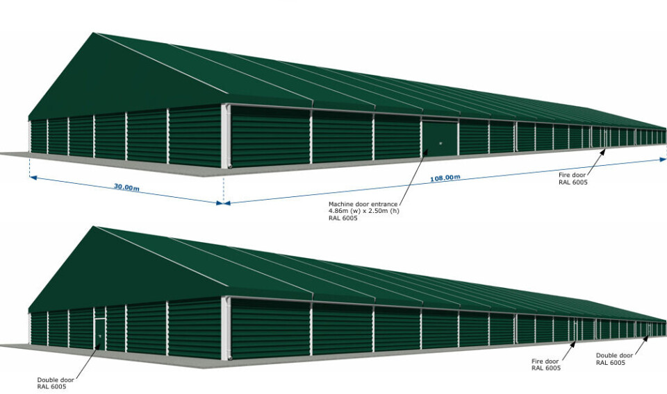 Two views of the salmon 'canopy', which will be 108 metres long and 30 metres wide.
