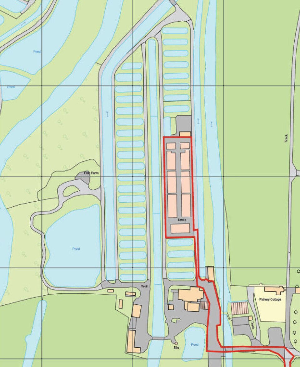 The red box shows the tanks that will be covered and the access to the site. Some of the other ponds on the site are also shown.