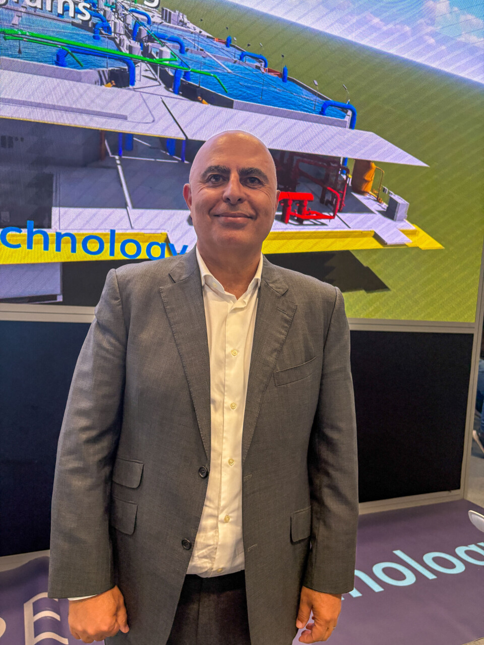 Stephane Farouze at Pure Salmon's stand at Aqua Nor, where he shared visions and plans for the company's future efforts.