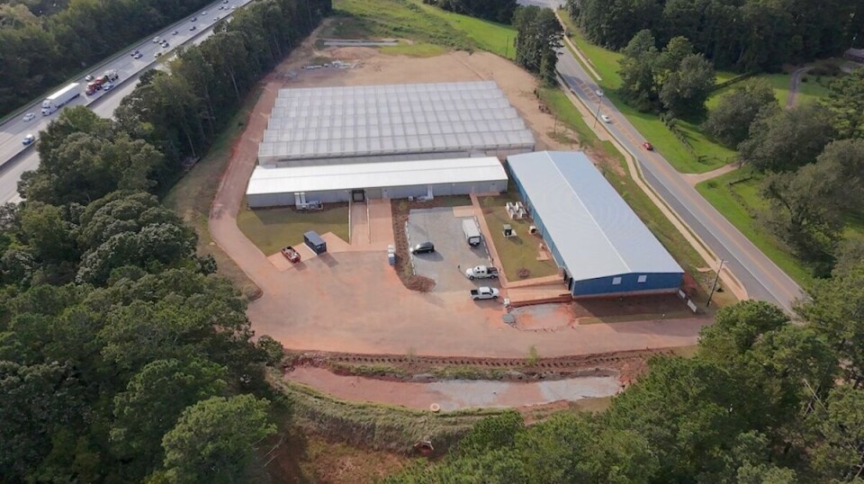 An aerial view of the aquaponics facility in Georgia which is expected to be finished in 2026 and will produce 70 tonnes of tilapia a year, plus 4.5 tonnes of fresh vegetables a week.
