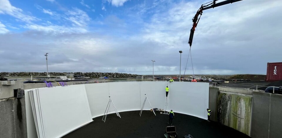 Tanks damaged in the 2023 volcanic eruption are under repair.