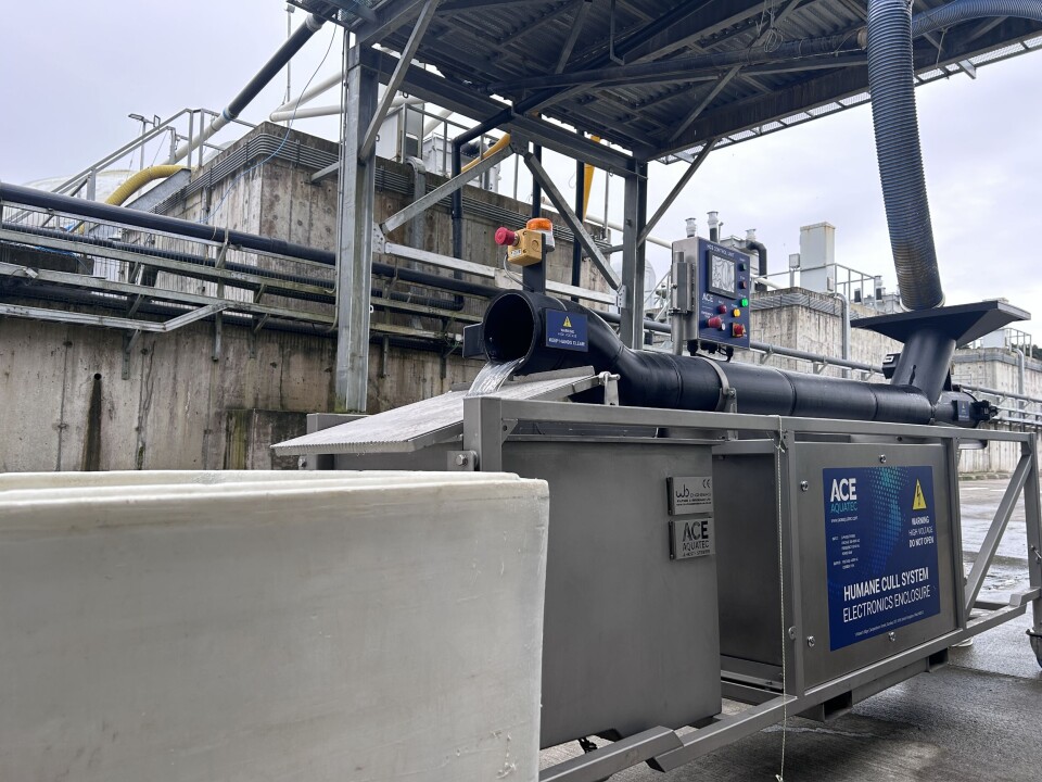 Ace Aquatec's in-water humane culler at Lago Sofía's smolt facility. The company has signed an agreement for the equipment following a successful test period.