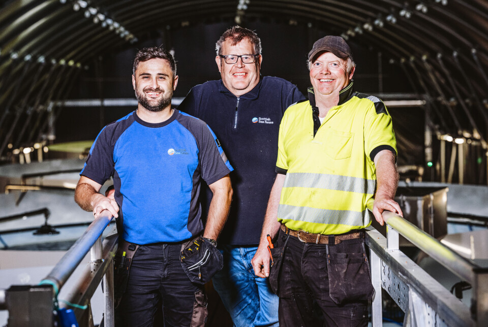 Knock hatchery manager Ian Fraser, centre, with SSF's senior freshwater engineer Stehen King, left, and regular contractor Archie MacKinnon, who oversaw the works.