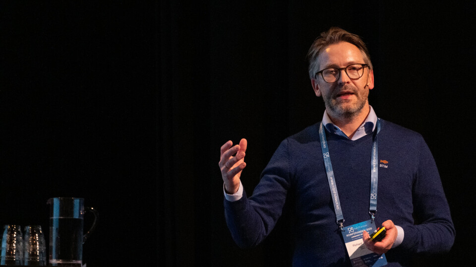 Richard Torrissen from STIM during his presentation at the Fish Farmer conference in Sola, where he presented the work on detecting early signs of nephrocalcinosis.